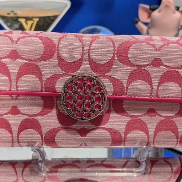 Coach Alexandra Slim Envelope Pink Signature Wallet Canvas And Leather - Picture 3 of 17